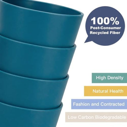 Wrova Wheat Straw Cups 6 PCS Good Alternative to Plastic Reusable Cups 12 oz Unbreakable Drinking Cup Reusable Dishwasher Safe Water Plastic Glasses Navy Blue