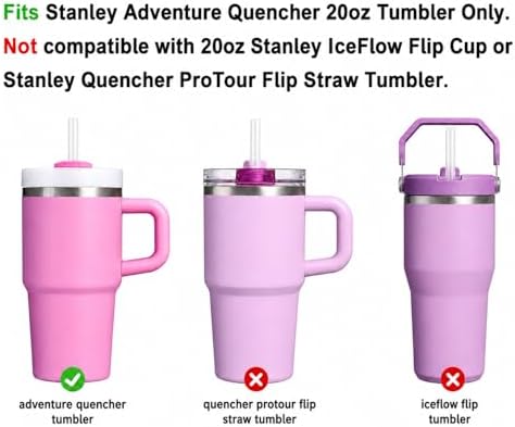 Replacement Straws Compatible with 20 oz Stanley Quencher Tumbler, 8.5 Inch Reusable Straws, Drinking Cup Accessories, White-6 Pack