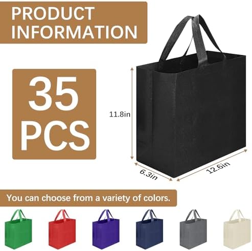 Reusable Grocery Bags 12.6 * 6.3 * 11.8 in - Non Woven Totes Bag with Reinforced Handles, Shopping Bags Bulk