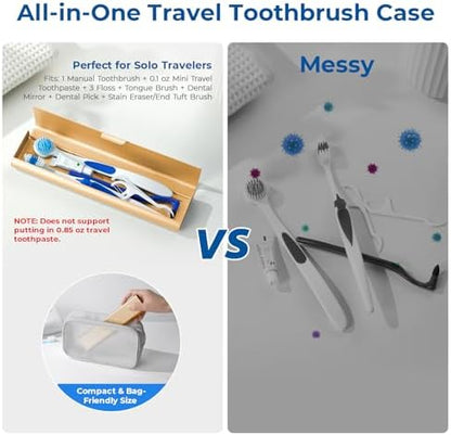 Wider Aluminum Toothbrush Travel Case, Portable Travel Toothbrush Holder, Durable Manual Toothbrush Box Container for Traveling, Bathroom, Camping, Business Trip, Gold