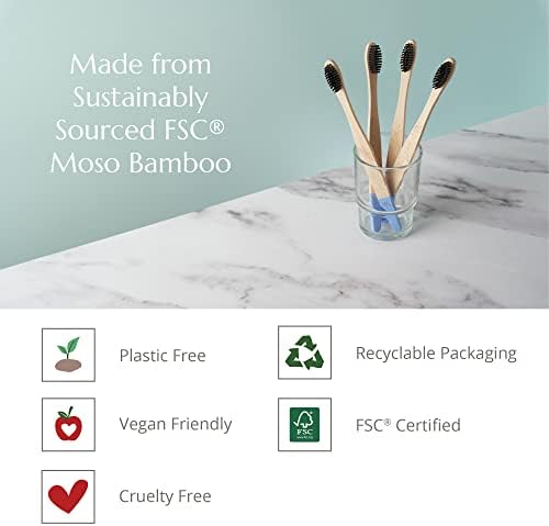 Wild & Stone | Firm Bristle Organic Bamboo Toothbrush | Four Handle Patterns | Firm Fibre Bristles | 100% Biodegradable Handle | Vegan Eco Friendly Bamboo Toothbrushes