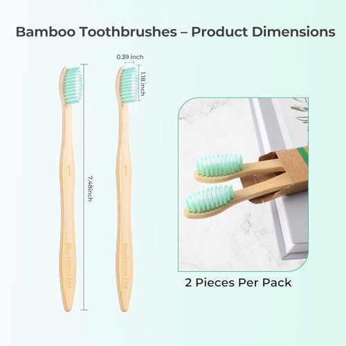Bamboo Toothbrushes, Ultra Soft 0.12mm PBT Bristles 10 Pack