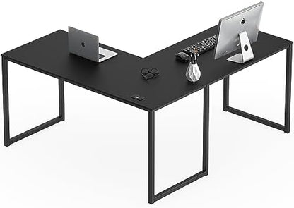 SHW Mission 55 x 60 L-Shape Home Office Computer Desk, Black
