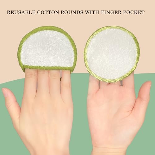 Chloven 16 Pack Reusable Makeup Remover Pads - Soft Bamboo Cotton Rounds