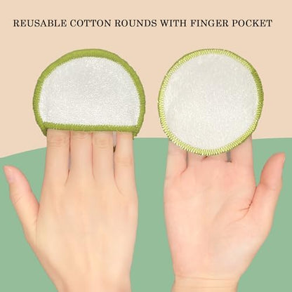 Chloven 16 Pack Reusable Makeup Remover Pads - Soft Bamboo Cotton Rounds