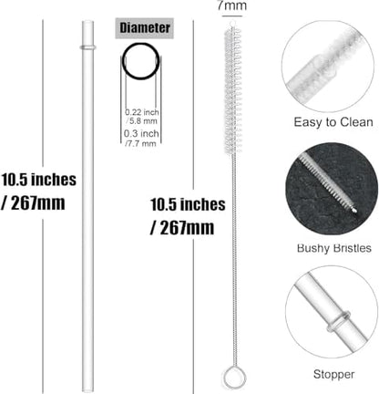 ALINK 12-Pack Reusable Clear Plastic Straws, 10.5-inch Hard Tumbler Straws