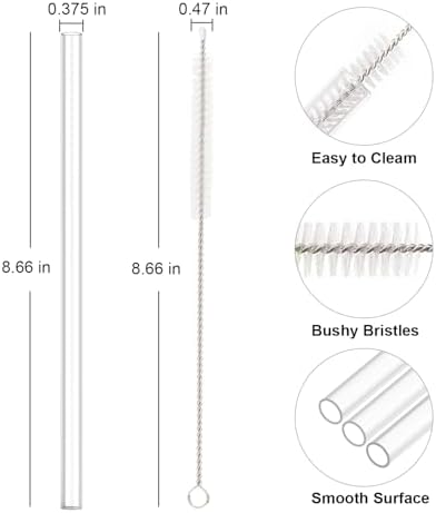 Replacement Straw Compatible with Stanley 14 oz 20 oz Cup Tumbler, 6 Pack Reusable Straw with Cleaning Brush, Plastic, Clear