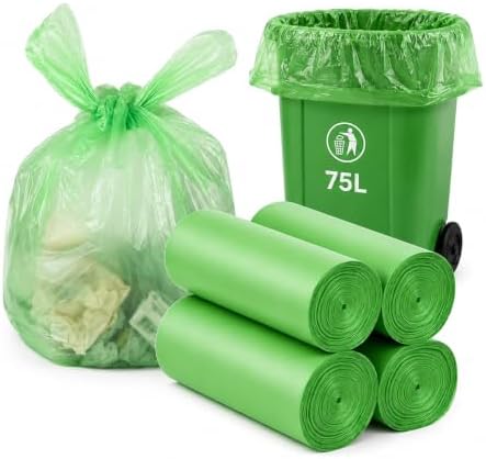 20 Gallon Compostable Trash Bags- 75L Compostable Organic Garbage Bags 100 Count,Large Biodegradable Bags for Household/Garden/Kitchen