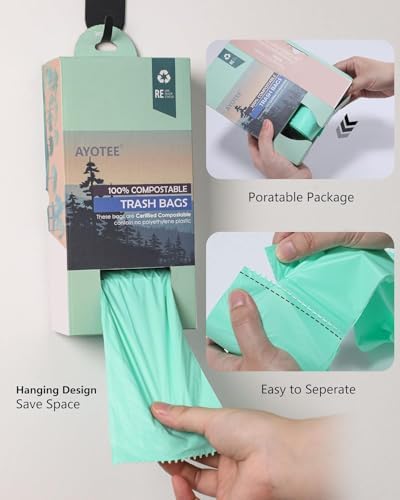 AYOTEE 1.3 Gallon Compostable Trash Bags, Small Compost Bags Biodegradable