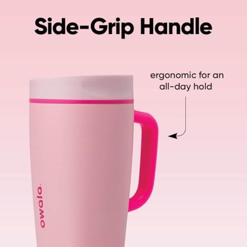 Owala SmoothSip Slider Stainless Steel Insulated Travel Mug with Handle, 100% Leak Proof, For Hot and Cold Drinks, Travel Friendly with Sliding Lock Lid, 12oz, BPA Free, Leak Proof, Pucker Up