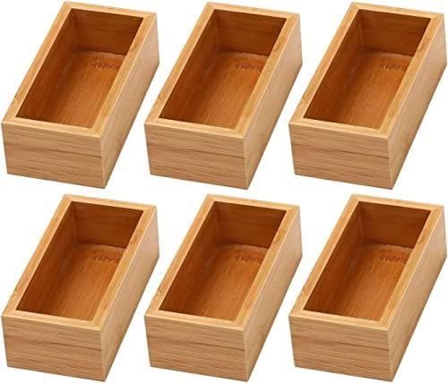 YBM Home Bamboo Drawer Organizer Storage Box for Kitchen Drawer, Junk Drawer, Office, Bedroom, Children Room, Craft, Sewing, and Bathroom, 6 Pack 3x6x2 inch