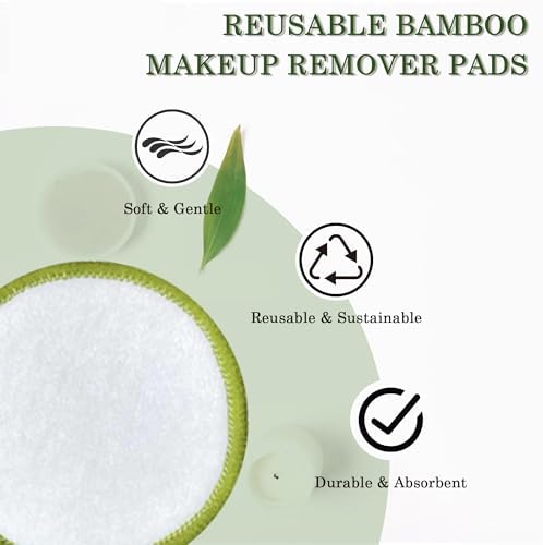 Chloven Reusable Cotton Rounds 30 Pack Washable Bamboo Makeup Remover Pads