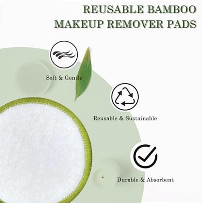 Chloven Reusable Cotton Rounds 30 Pack Washable Bamboo Makeup Remover Pads