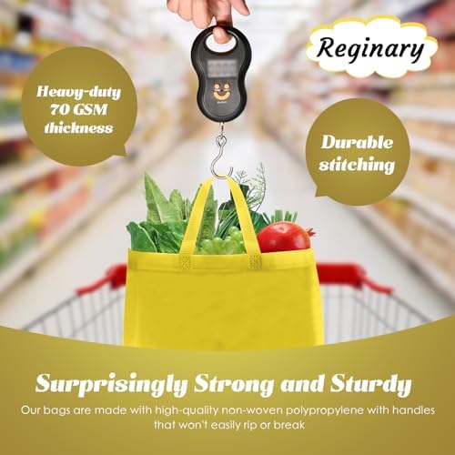 Reginary 100 PCS Non Woven Tote Bags Bulk,Yellow