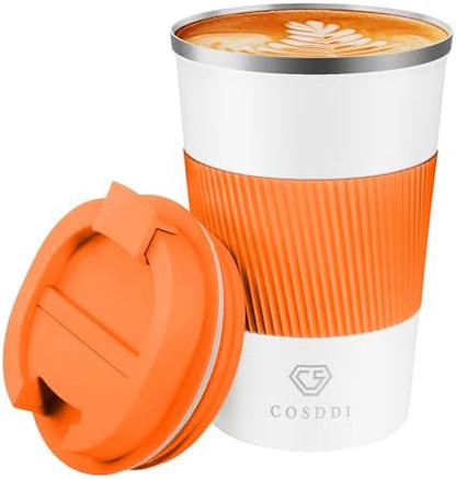 CS COSDDI 12 oz Coffee mug - Stainless Steel Coffee Cup with Leakproof Lid