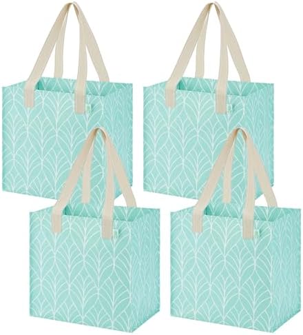 VENO 4 Pack Large Grocery Bag Reusable Shopping Bags with Hard Bottom