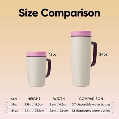Owala SmoothSip Slider Stainless Steel Insulated Travel Mug with Handle, 100% Leak Proof, For Hot and Cold Drinks, Travel Friendly with Sliding Lock Lid, BPA Free, 24 oz, Daybreak