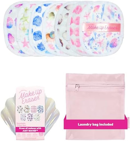 The Original MakeUp Eraser 7-Day Set, Erase All Makeup with Just Water, Including Waterproof Mascara, Eyeliner, Foundation, Lipstick, Sunscreen, and More! Seashells, 7ct.