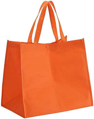 Tosnail 12 Pack Reusable Grocery Shopping Bags, Large Foldable Tote Bags Bulk, Fabric Bags with Long Handle for Shopping Groceries Clothes - Purple, Orange, Pink