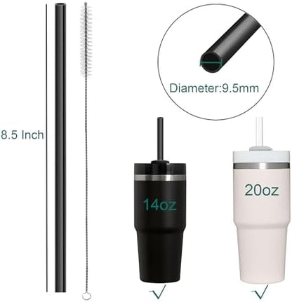 Dakoufish Replacement Straw for Stanley Cup 20oz 14oz Tumbler,Reusable Straws Compatible with 20oz 14oz Stanley Cup Accessories,Dishwasher Safe-10 Straws With 1 Brush (8.5 Inch)