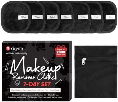 Orighty Makeup Remover Cloths 7-Day Set, Black Makeup Remover Pads