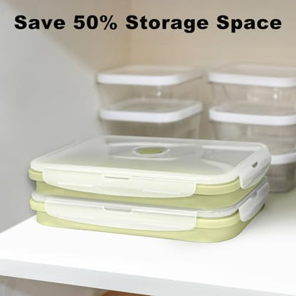 Collapsible Food Storage Containers with Airtight Lid & Vent Valve, 40.5oz
