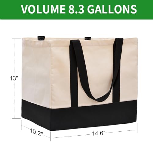 Large Canvas Tote Bag for Women, Shopping Bags for Groceries with Pockets