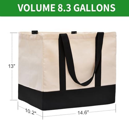 Large Canvas Tote Bag for Women, Shopping Bags for Groceries with Pockets