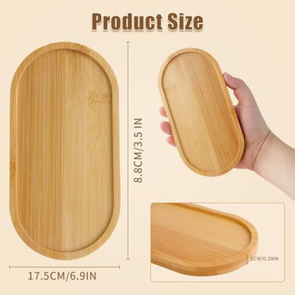 6Pcs Bamboo Tray for Bathroom, Small Wooden Trays Decorative for Candle