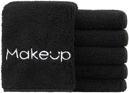 HOMEXCEL Makeup Remover Cloth 6 Pack,Premium Washable Soft 13x13 Inch Facial Cleansing Makeup Towels,Quick Dry Microfiber Face Towels Washcloths for All Skin Types,Black