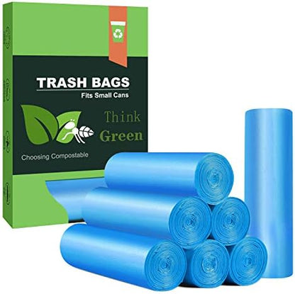 Small Trash Bags 4-6 Gallon AYOTEE Unscented Compostable Bags 100 Pcs Blue
