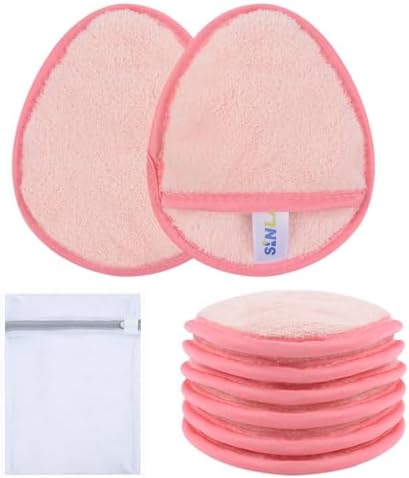 SINLAND Reusable Makeup Remover Pads Pink 6 Pack