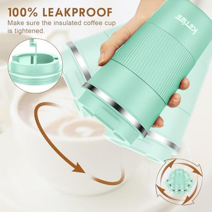 KETIEE 12oz Coffee Mug: Vacuum Insulated Coffee Cup with Leakproof Lid, Travel Coffee Mug Stainless Steel Double Walled Reusable Coffee Cup for Hot and Cold Water Coffee