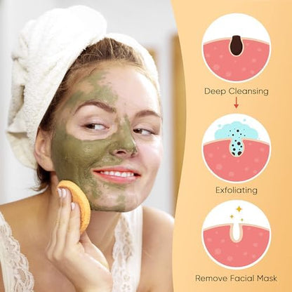 GAINWELL 50-Count Compressed Face Sponges, 100% Natural Wooden Cellulose Cosmetic Spa Sponge for Facial Cleansing, Exfoliating Mask, Makeup Removal