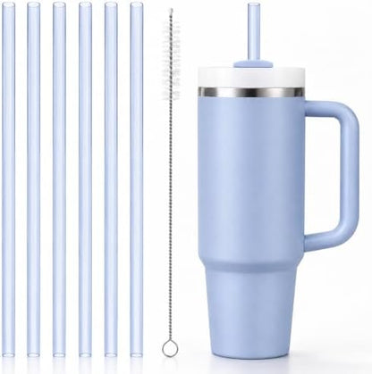 Replacement Straws Compatible with 30 oz Stanley Quencher Tumbler, 10.5 Inch Reusable Straws, Drinking Cup Accessories, Blue-6 Pack