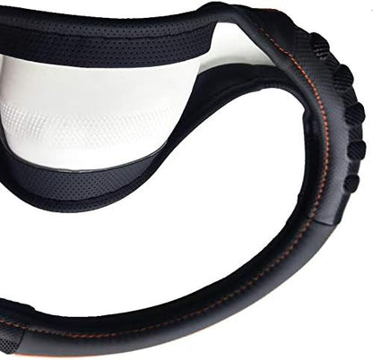 Flying Banner car Steering Wheel Cover Faux Leather Massage Universal fit 3D Honeycomb Hole Anti-Slip Sporty 15 Inches (Orange Black)