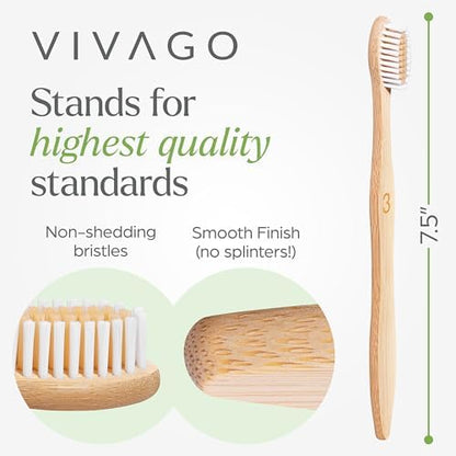 VIVAGO Bamboo Toothbrushes 30 Pack - Soft Bristles Toothbrushes for Adults