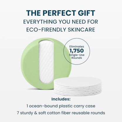 LastRound Reusable Makeup Remover Pads - 7 Washable Eco-Friendly Reusable Cotton Rounds for Face - Sustainable & Soft Cotton Face Pads for Facial Cleansing & Eye Makeup Removal - Travel Storage Case