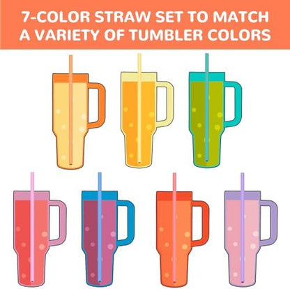 Tomorotec 15PCS Silicone Drinking Straws Fit for Stanley 40oz 30oz Tumbler