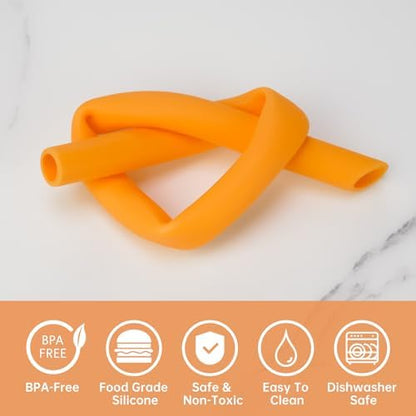 NiHome 6-Pack Wide Reusable Bent Silicone Straws for Smoothies, Milkshake