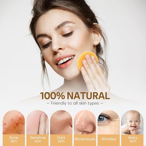 GAINWELL 50-Count Compressed Face Sponges, 100% Natural Wooden Cellulose Cosmetic Spa Sponge for Facial Cleansing, Exfoliating Mask, Makeup Removal