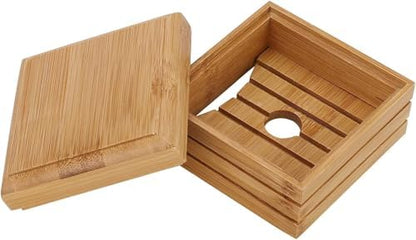 1/2Pcs Bamboo Soap Dish with Lid - Natural Wood Bar Tray Holder Storage Rack Container, Self Draining Soap Tray for Bathroom, Extend Soaps Life and Keep Dry ﻿(1Pcs)
