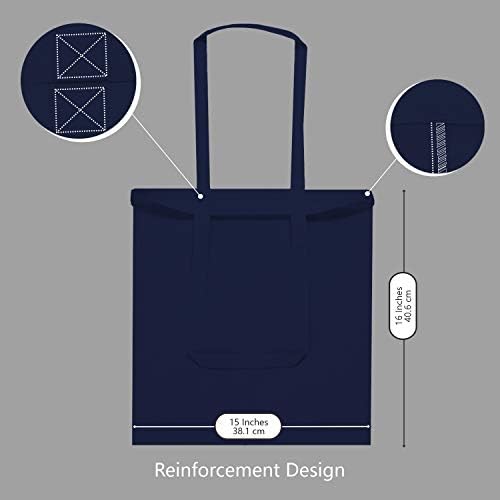 TOPDesign 24-Pack Economical 16"x15" Navy Blue Cotton Tote Bag, Lightweight Medium Reusable Grocery Shopping Cloth Bags, Suitable for DIY, Advertising, Promotion, Gift, Activity