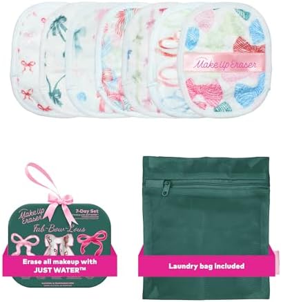 The Original MakeUp Eraser 7-Day Set, Erase All Makeup with Just Water, Including Waterproof Mascara, Eyeliner, Foundation, Lipstick, Sunscreen, and More! Fab-Bow-Lous, 7ct.