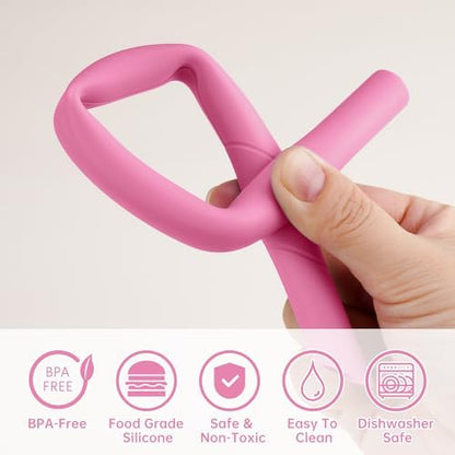 NiHome 6 PCS Extra Wide Reusable Bent Silicone Straws for Boba & Smoothies