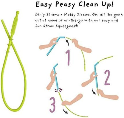 Premium Reusable Silicone Drinking Straws + Patented Straw Squeegee - 9” Long With Curved Bend for 20/30/32oz Tumblers - Neutral Pastel Colors, BPA Free, Flexible, Bendy