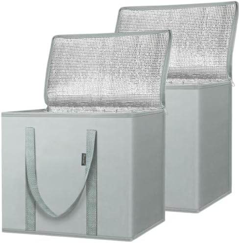 BALEINE Insulated Reusable Grocery Bags with Zippered Top, Large Cooler Bag