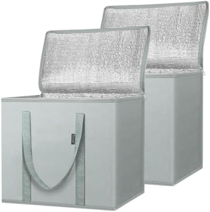 BALEINE Insulated Reusable Grocery Bags with Zippered Top, Large Cooler Bag
