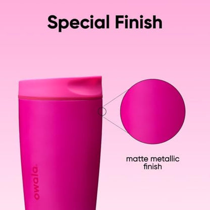 Owala SmoothSip Slider Insulated Stainless Steel Coffee Tumbler, Reusable Iced Coffee Cup, Hot Coffee Travel Mug, BPA Free 12 oz, Read My Lips