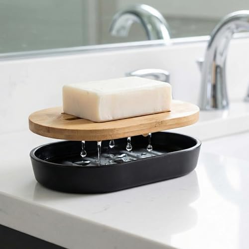 Bamboo Soap Holder Wooden Dish Bar Tray for Shower Sink Bathroom Self Draining Soap Stand Holders Dishes of Soaps Saver for Homemade Soaps